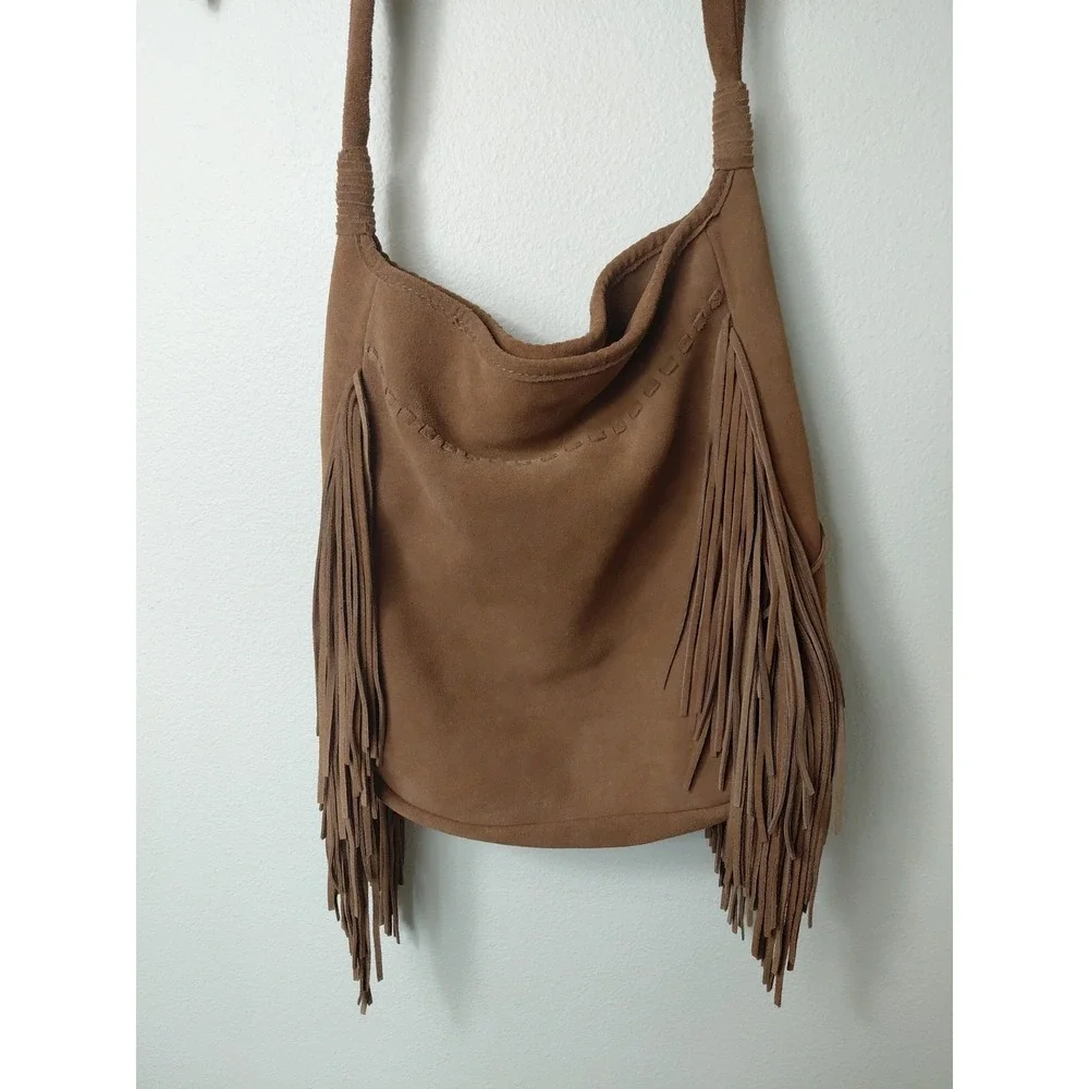 Margot Guanine Leather Crossbody Bag Brown Bill Tassel Boho Y2k LagenLook